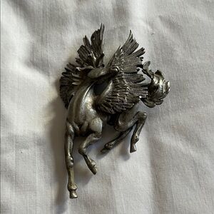Silver Pegasus Horse Brooch Pin